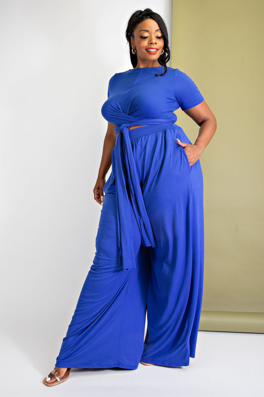 WRAP TOP AIRPORT PANTS SET - ROYAL