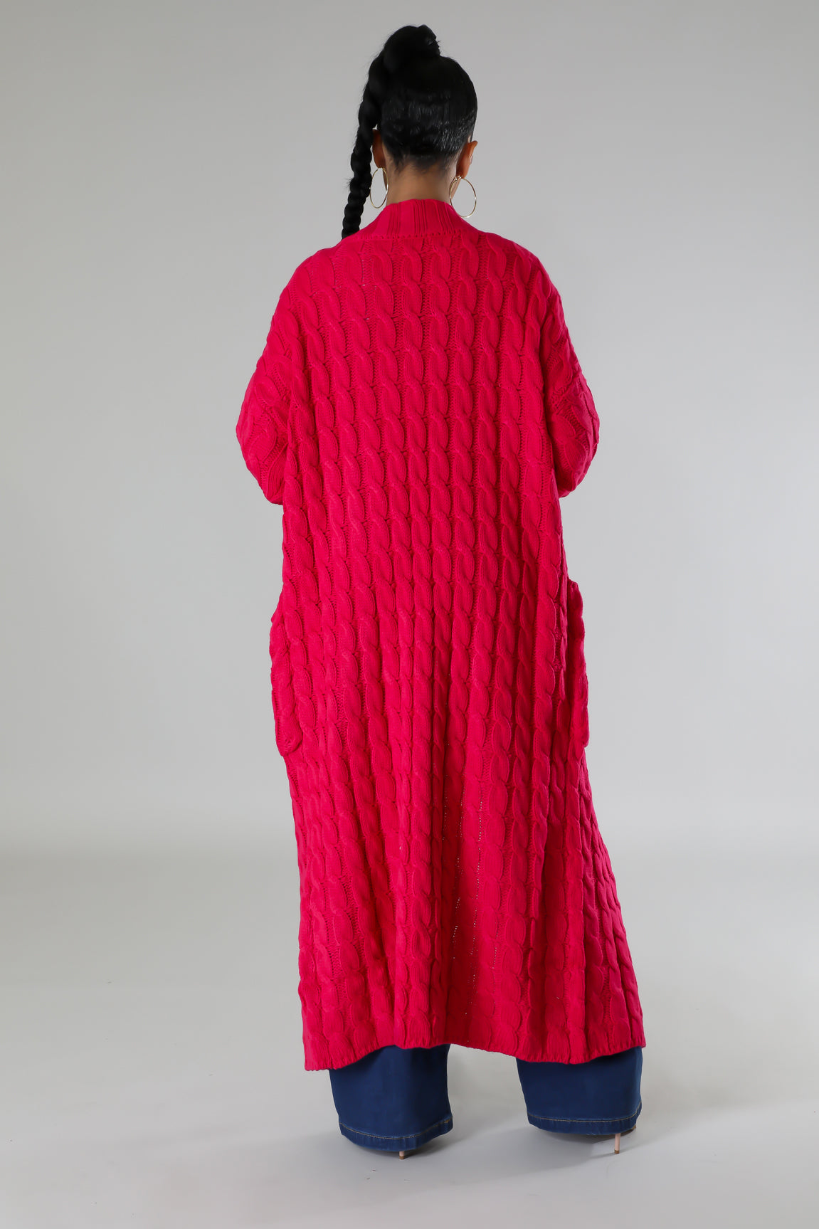 Leah Long Cardigan - Fuschia