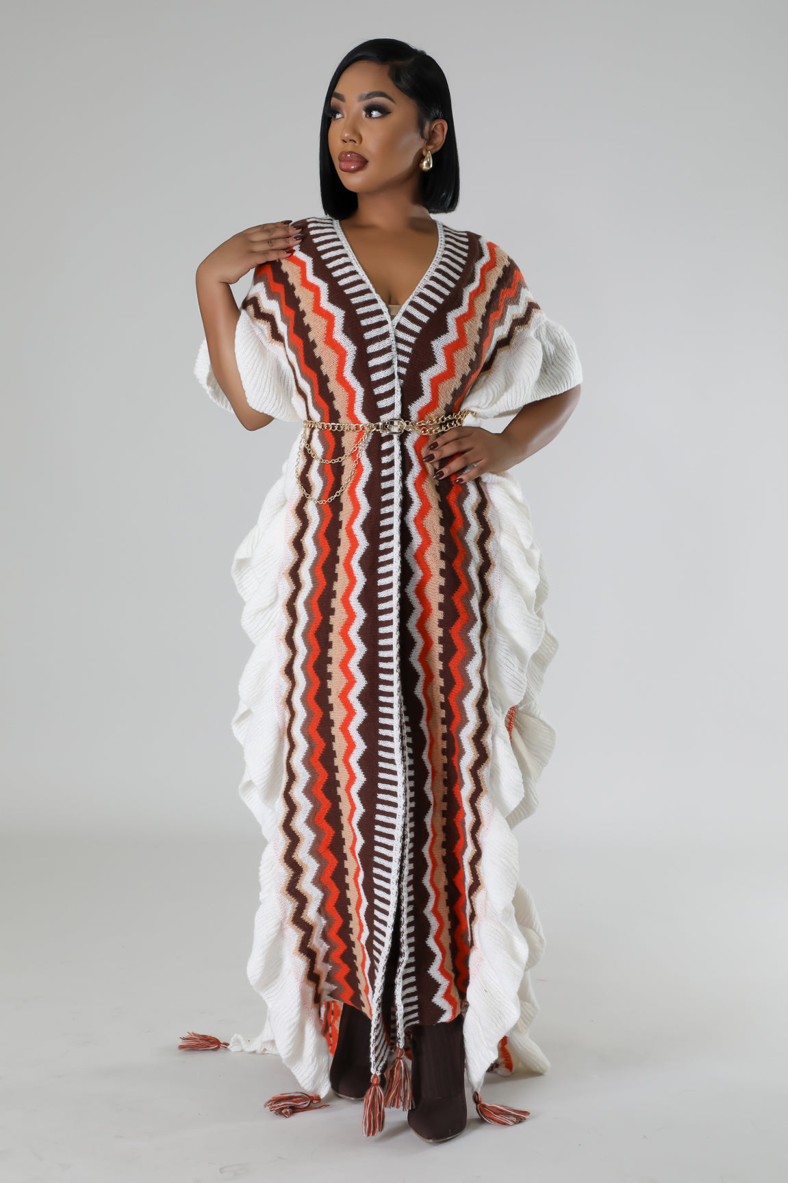 Kayla Knit Poncho Cardigan - Brown