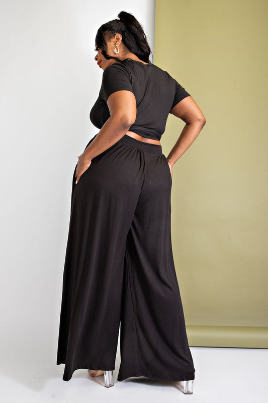 WRAP TOP AIRPORT PANTS SET - PLUS