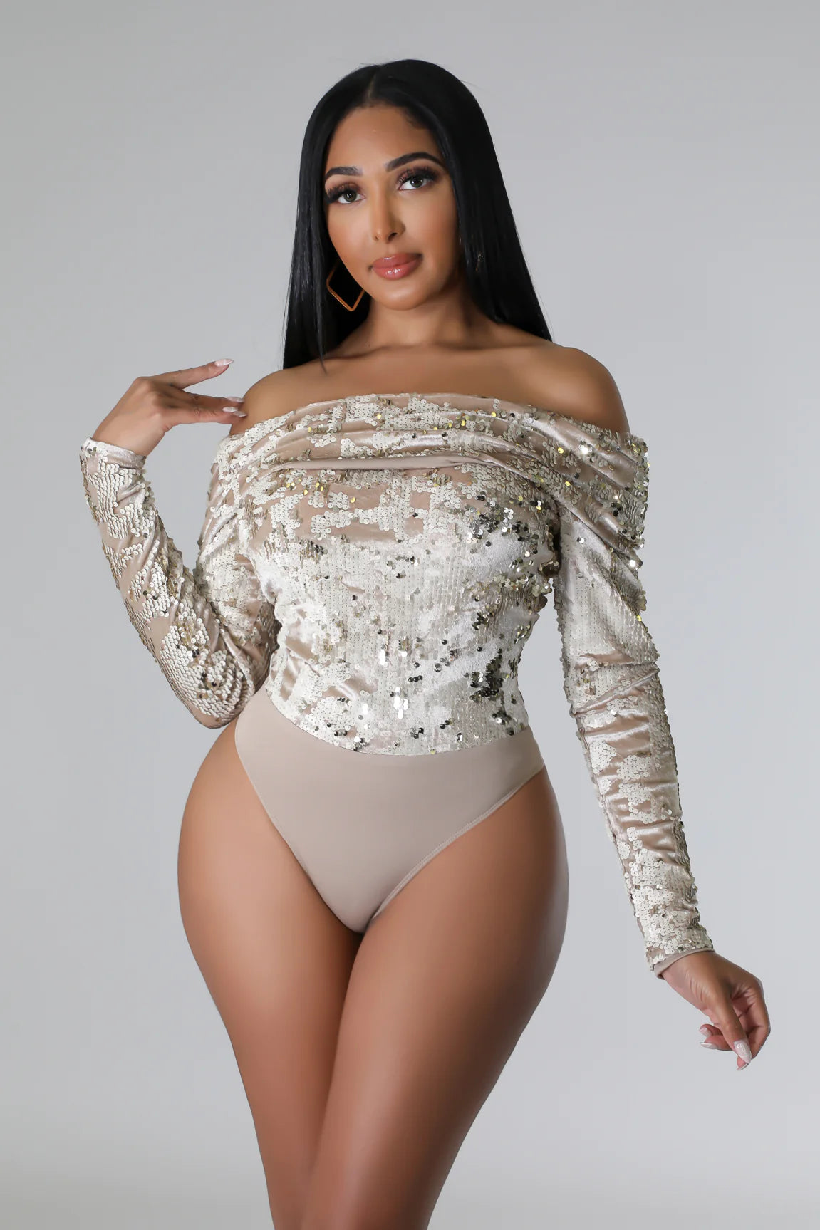 Love Holiday Bodysuit Skirt Set - Nude