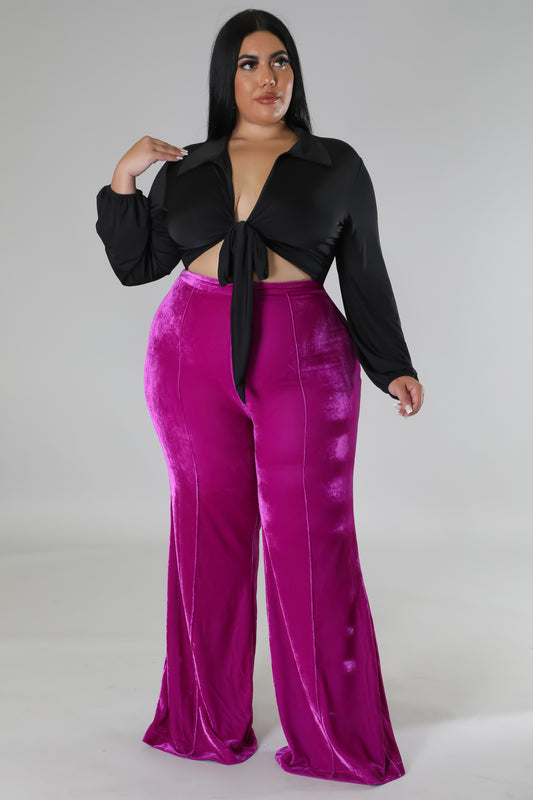 Velvet Holiday Pants - Magenta